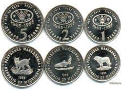 Македония, набор 3 монеты, FAO, 1995, UNC