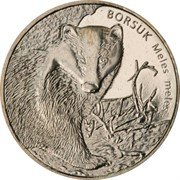 Реверс монеты Барсук 2011