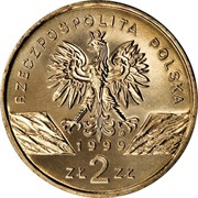 Аверс монеты 2 злотых 1999 года