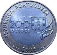 Португалия 200 эскудо 1996 биметалл аверс