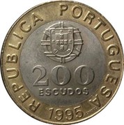 Португалия 200 эскудо 1995 биметалл аверс