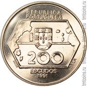 Португалия 200 эскудо 1991 аверс