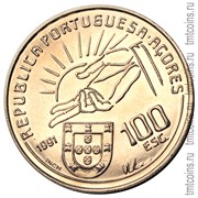 Португалия 100 эскудо 1991 аверс