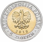 Польша 5 злотых 2019 биметалл аверс