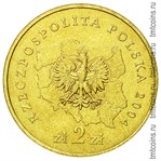 Польша 2 злотых 2004 аверс монеты